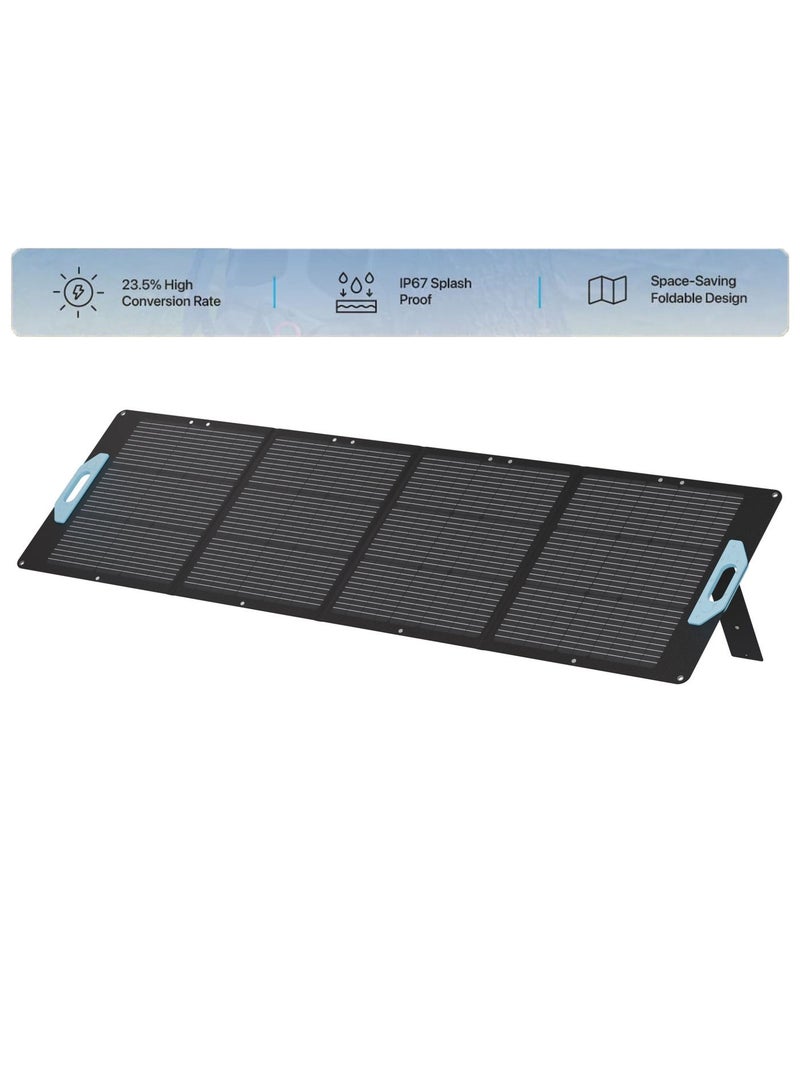 باورولوجي لوحة شمسية أحادية البلورة محمولة وقابلة للطي بقدرة 200 واط، مقاومة للماء بمعيار IP67، شاحن خارجي بمنفذي USB-A وUSB-C، كفاءة تحويل طاقة عالية بنسبة 23.5%، مناسبة للتخييم والرحلات - أسود - Image 1